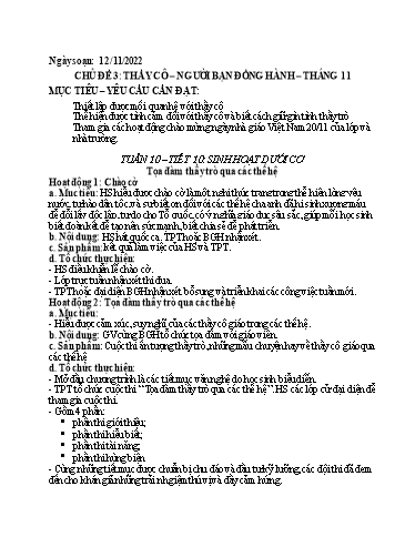 Kế hoạch bài dạy Hoạt động trải nghiệm 7 - Tuần 10 - Năm học 2022-2023 - Nguyễn Quỳnh Chi
