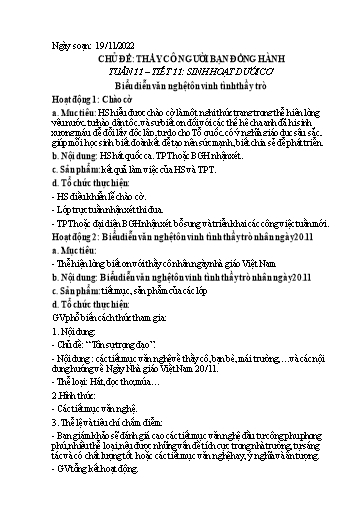 Kế hoạch bài dạy Hoạt động trải nghiệm 7 - Tuần 11, Chủ đề: Thầy cô người bạn đồng hành - Năm học 2022-2023 - Nguyễn Quỳnh Chi