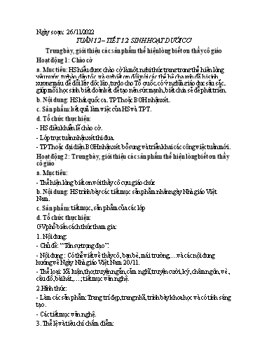 Kế hoạch bài dạy Hoạt động trải nghiệm 7 - Tuần 12, Tiết 12: Sinh hoạt dưới cờ - Năm học 2022-2023 - Nguyễn Quỳnh Chi