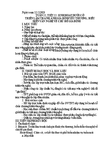 Kế hoạch bài dạy Hoạt động trải nghiệm 7 - Tuần 22 - Năm học 2022-2023 - Nguyễn Quỳnh Chi