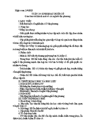 Kế hoạch bài dạy Hoạt động trải nghiệm 7 - Tuần 29 - Năm học 2022-2023 - Trường THCS Trần Kim Xuyến