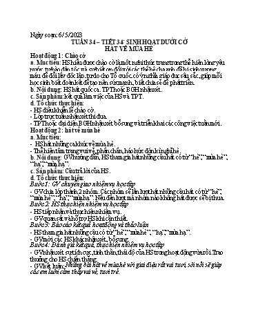 Kế hoạch bài dạy Hoạt động trải nghiệm 7 - Tuần 34 - Năm học 2022-2023 - Trường THCS Trần Kim Xuyến