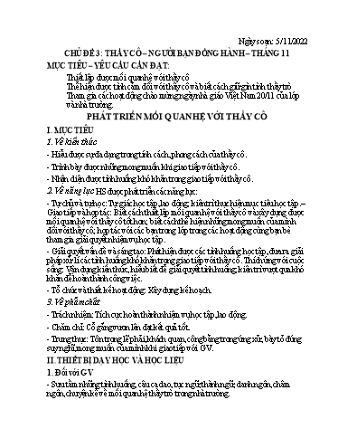 Kế hoạch bài dạy Hoạt động trải nghiệm 7 - Tuần 9 - Năm học 2022-2023 - Nguyễn Quỳnh Chi