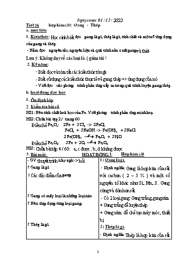 Kế hoạch bài dạy Khoa học tự nhiên 6 - Tiết 25+26 - Năm học 2022-2023 - Trường THCS Trần Kim Xuyến