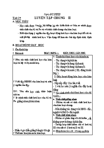 Kế hoạch bài dạy Khoa học tự nhiên 6 - Tiết 27+28 - Năm học 2022-2023 - Trường THCS Trần Kim Xuyến