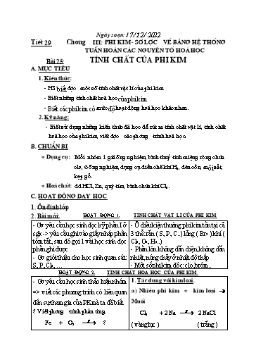 Kế hoạch bài dạy Khoa học tự nhiên 6 - Tiết 29+30 - Năm học 2022-2023 - Trường THCS Trần Kim Xuyến