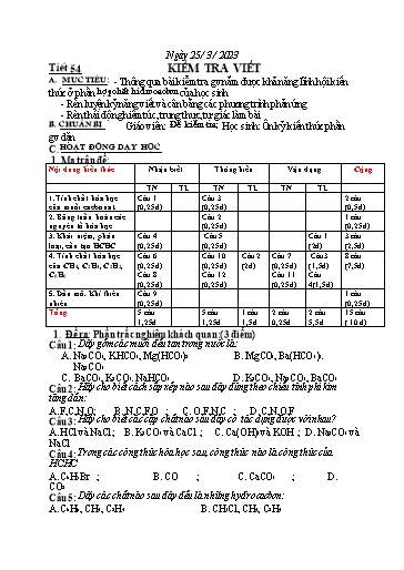 Kế hoạch bài dạy Khoa học tự nhiên 6 - Tiết 53+54 - Năm học 2022-2023 - Trường THCS Trần Kim Xuyến