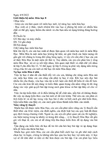 Kế hoạch bài dạy Khoa học tự nhiên 6 - Tuần 0 - Năm học 2022-2023 - Trường THCS Trần Kim Xuyến