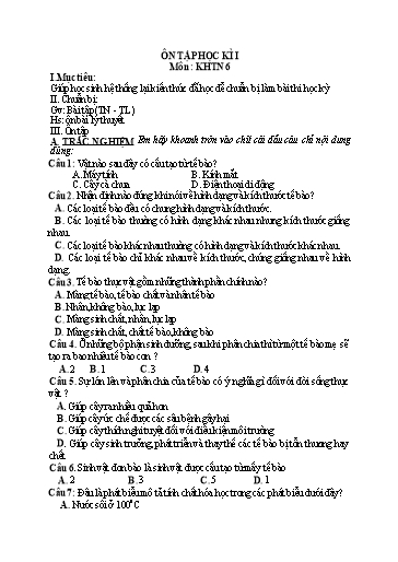 Kế hoạch bài dạy Khoa học tự nhiên 6 - Tuần 16 - Năm học 2022-2023 - Trường THCS Trần Kim Xuyến