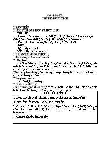 Kế hoạch bài dạy Khoa học tự nhiên 6 - Tuần 31 - Năm học 2022-2023 - Trường THCS Trần Kim Xuyến