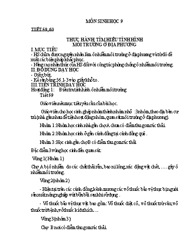 Kế hoạch bài dạy Khoa học tự nhiên (Sinh học) Lớp 6+9 - Tuần 31 - Hoàng Thị Chiến