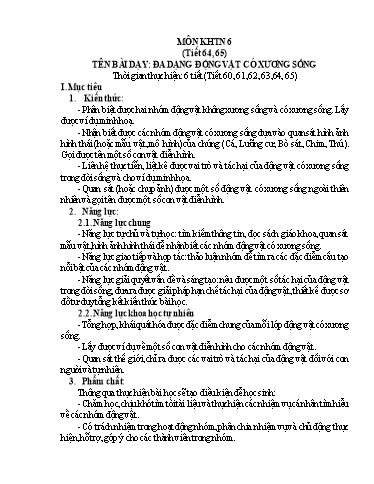 Kế hoạch bài dạy Khoa học tự nhiên (Sinh học) Lớp 6+9 - Tuần 33 - Hoàng Thị Chiến