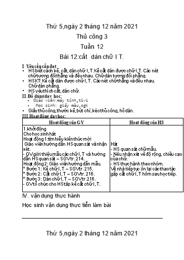Kế hoạch bài dạy Kĩ thuật 4+5 - Tuần 12 - Năm học 2022-2023 - Nguyễn Thị Kim Anh