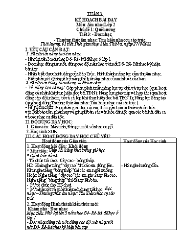 Kế hoạch bài dạy môn Âm nhạc Lớp 2 - Tuần 3, Tiết 3 - Năm học 2023-2024 - Cao Thị Liễu