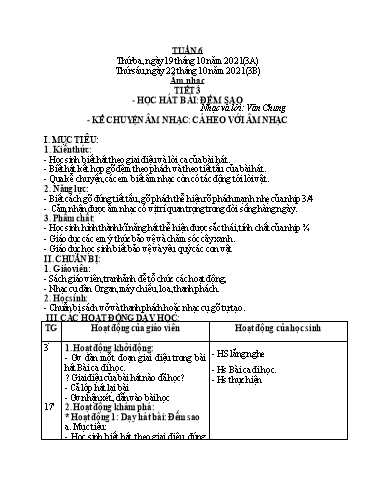 Kế hoạch bài dạy môn Âm nhạc Lớp 3-5 - Tuần 6 - Năm học 2022-2022 - Cao Thị Liễu