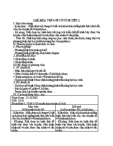 Kế hoạch bài dạy môn Giáo dục công dân 7 - Chủ đề 4: Thế giới cổ tích (T1) - Năm học 2022-2023 - Hoàng Thị Hằng