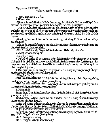Kế hoạch bài dạy môn Giáo dục công dân 7 - Tiết 27: Kiểm tra giữa học kì 2 - Năm học 2022-2023- Trường THCS Trần Kim Xuyến