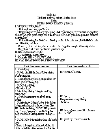 Kế hoạch bài dạy môn Tiếng Việt + Toán Lớp 2 - Tuần 14 - Năm học 2022-2023 - Đinh Thị Thể