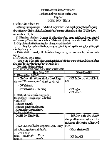 Kế hoạch bài dạy môn Tiếng Việt + Toán Lớp 5 - Tuần 3 - Năm học 2022-2023 - Phan Thị Thu Hiền