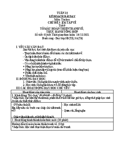Kế hoạch bài dạy môn Tin học Lớp 3-5 - Tuần 10 - Năm học 2021-2022 - Võ Công Nguyên