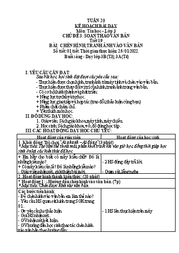 Kế hoạch bài dạy môn Tin học Lớp 3-5 - Tuần 19 - Năm học 2021-2022 - Võ Công Nguyên