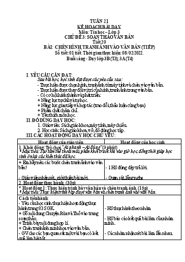 Kế hoạch bài dạy môn Tin học Lớp 3-5 - Tuần 21 - Năm học 2021-2022 - Võ Công Nguyên