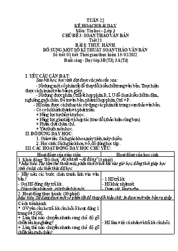 Kế hoạch bài dạy môn Tin học Lớp 3-5 - Tuần 22 - Năm học 2021-2022 - Võ Công Nguyên