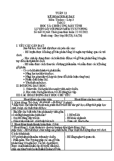 Kế hoạch bài dạy môn Tin học Lớp 3-5 - Tuần 23 - Năm học 2021-2022 - Võ Công Nguyên