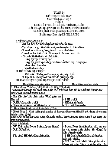 Kế hoạch bài dạy môn Tin học Lớp 3-5 - Tuần 24 - Năm học 2021-2022 - Võ Công Nguyên