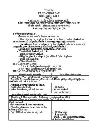 Kế hoạch bài dạy môn Tin học Lớp 3-5 - Tuần 25 - Năm học 2021-2022 - Võ Công Nguyên