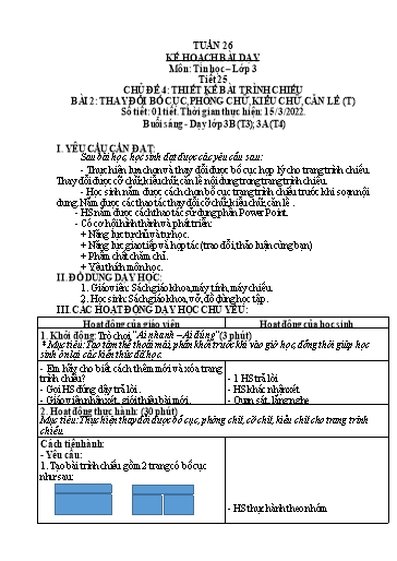 Kế hoạch bài dạy môn Tin học Lớp 3-5 - Tuần 26 - Năm học 2021-2022 - Võ Công Nguyên