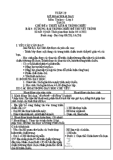 Kế hoạch bài dạy môn Tin học Lớp 3-5 - Tuần 29 - Năm học 2021-2022 - Võ Công Nguyên