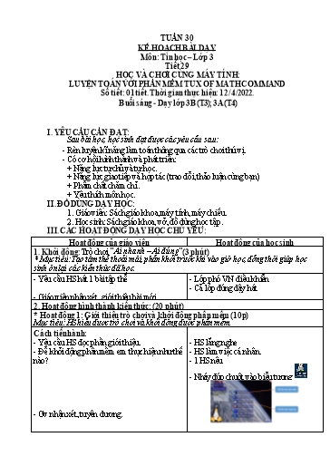 Kế hoạch bài dạy môn Tin học Lớp 3-5 - Tuần 30 - Năm học 2021-2022 - Võ Công Nguyên