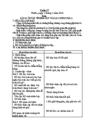 Kế hoạch bài dạy môn Toán + Tiếng Việt Lớp 2 - Tuần 17 - Năm học 2022-2023 - Đinh Thị Thể