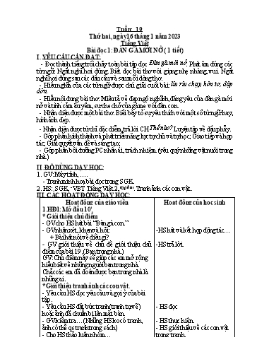 Kế hoạch bài dạy môn Toán + Tiếng Việt Lớp 2 - Tuần 19 - Năm học 2022-2023 - Đinh Thị Thể
