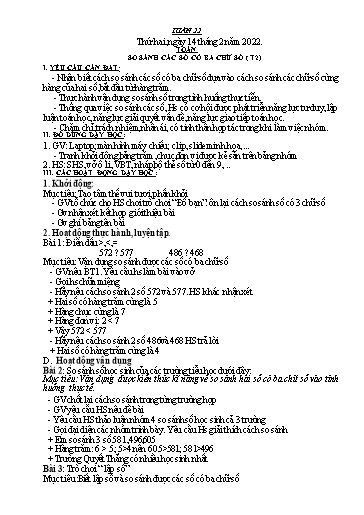 Kế hoạch bài dạy môn Toán + Tiếng Việt Lớp 2 - Tuần 22 - Năm học 2021-2022 - Đinh Thị Thể