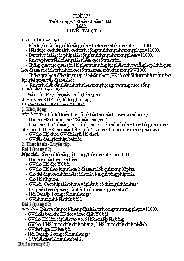 Kế hoạch bài dạy môn Toán + Tiếng Việt Lớp 2 - Tuần 24 - Năm học 2021-2022 - Đinh Thị Thể