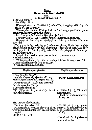 Kế hoạch bài dạy môn Toán + Tiếng Việt Lớp 2 - Tuần 6 - Năm học 2022-2023 - Đinh Thị Thể