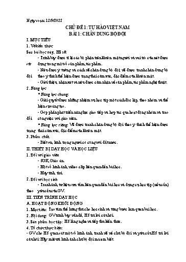Kế hoạch bài dạy Mỹ thuật 7 - Chủ đề 1, Bài 1: Chân dung bộ đội - Năm học 2022-2023 - Nguyễn Quỳnh Chi