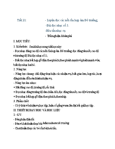 Kế hoạch bài dạy Nghệ thuật (Âm nhạc) Lớp 6 - Tiết 21 - Trường THCS Trần Kim Xuyến