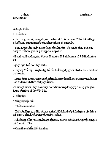 Kế hoạch bài dạy Nghệ thuật (Âm nhạc) Lớp 6 - Tiết 28, Chủ đề 7 - Trường THCS Trần Kim Xuyến