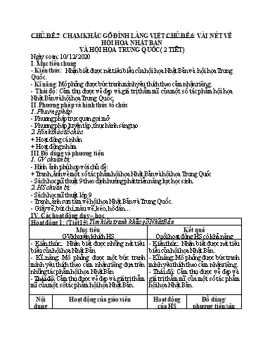 Kế hoạch bài dạy Nghệ thuật (Mỹ thuật) 9 - Chủ đề 6 + Chủ đề 7 - Năm học 2020-2021 - Trường THCS Trần Kim Xuyến