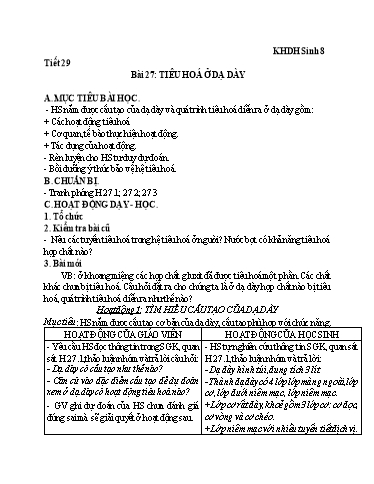 Kế hoạch bài dạy Sinh học 8+9 - Tuần 15 - Trường THCS Trần Kim Xuyến
