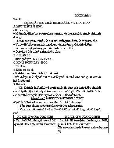 Kế hoạch bài dạy Sinh học 8+9 - Tuần 16 - Trường THCS Trần Kim Xuyến
