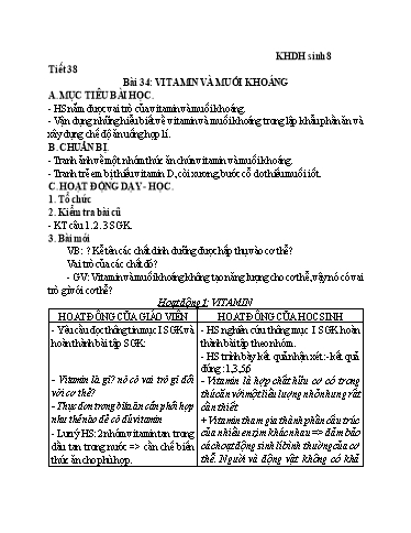 Kế hoạch bài dạy Sinh học 8+9 - Tuần 20 - Trường THCS Trần Kim Xuyến