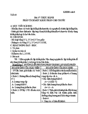 Kế hoạch bài dạy Sinh học 8+9 - Tuần 21 - Trường THCS Trần Kim Xuyến