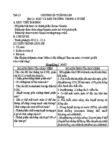 Kế hoạch bài dạy Sinh học 8+9 - Tuần 7 - Trường THCS Trần Kim Xuyến