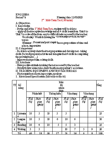 Kế hoạch bài dạy Tiếng Anh 6 - Tuần 12, Unit 4: Customs and traditions - Lesson 7 - Năm học 2022-2023 - Trường THCS Trần Kim Xuyến