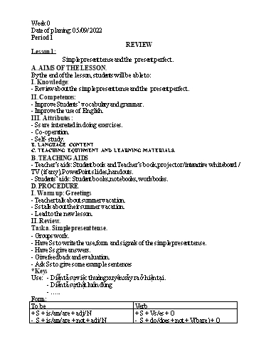 Kế hoạch bài dạy Tiếng Anh 9 - Review - Năm học 2022-2023 - Trường THCS Trần Kim Xuyến