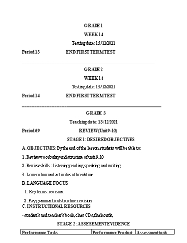 Kế hoạch bài dạy Tiếng Anh Lớp 1 (CV2345) - Tuần 14 - Tiết 13+14+69 - Năm học 2021-2022 - Phan Thị Phương Thanh